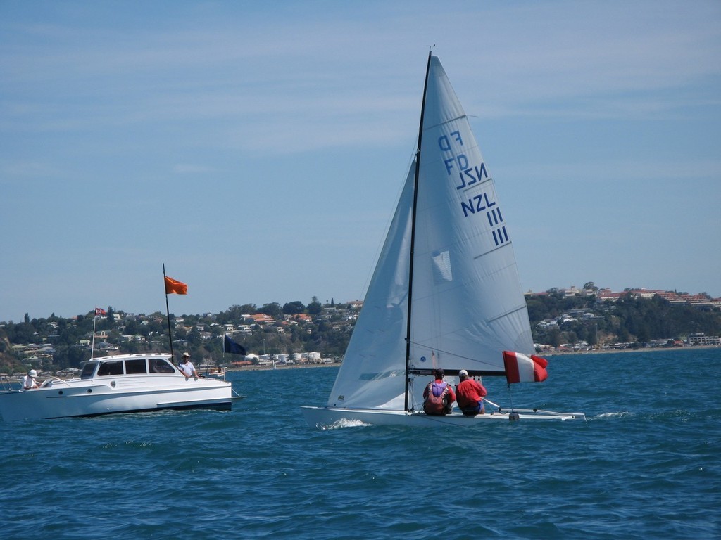 Andrew Mckee and Matt Bismark crossing the line in 2nd race 4 - 2008 Flying Dutchman Worlds, Napier © Mike Shields